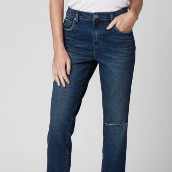 NWT Blank NYC The Madison High Rise Crop Dark Wash Jeans Raw Hem Size 25 - Picture 7 of 12